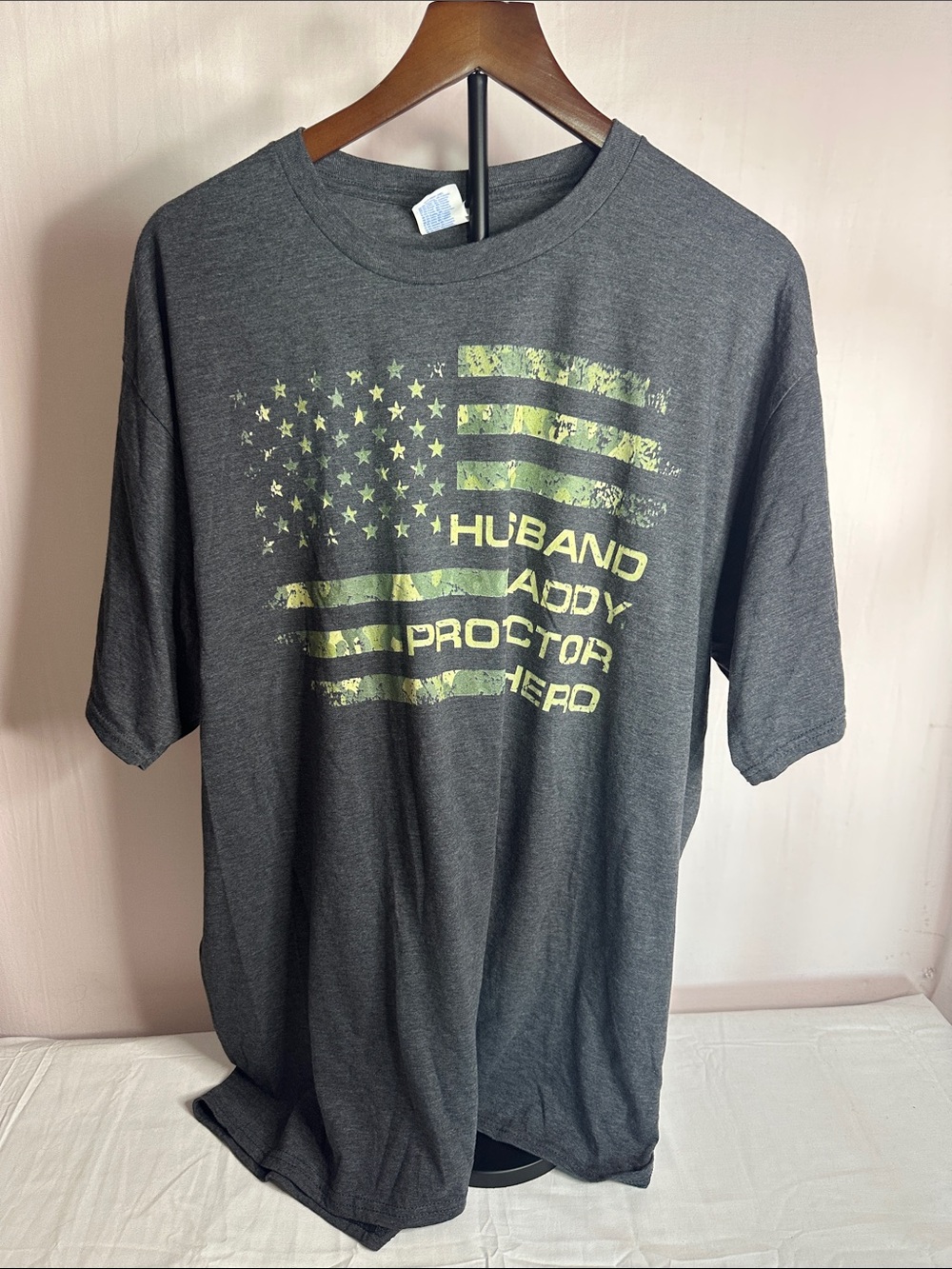 Port and Company Charcoal Graphic Tee with Yellow Flag Print